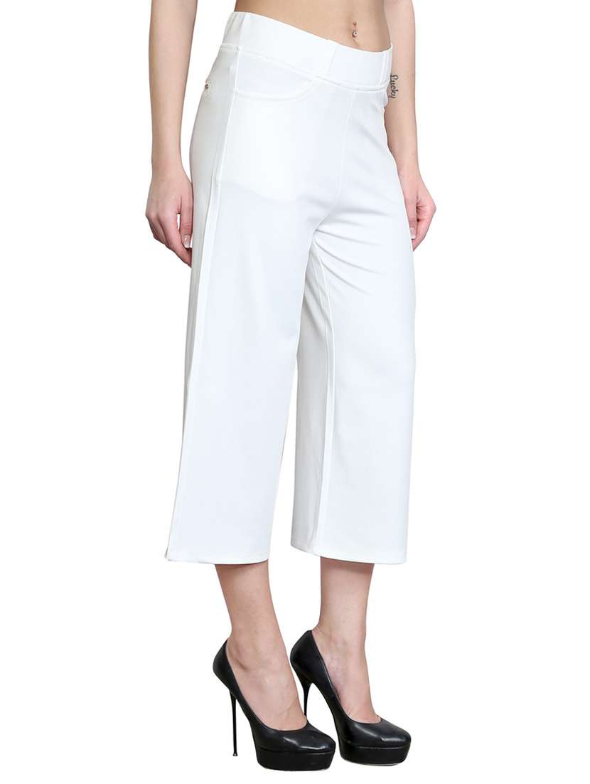 solid white cotton culottes - 15020509 -  Standard Image - 1