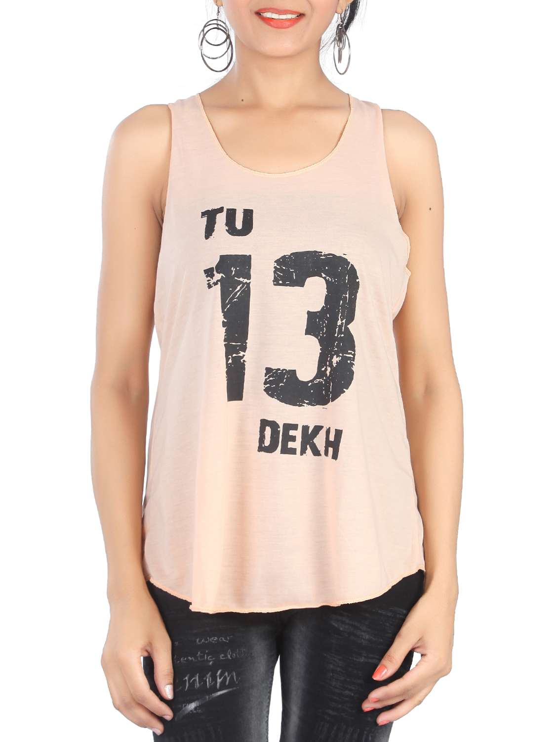 women's front print scoop neck t-shirt