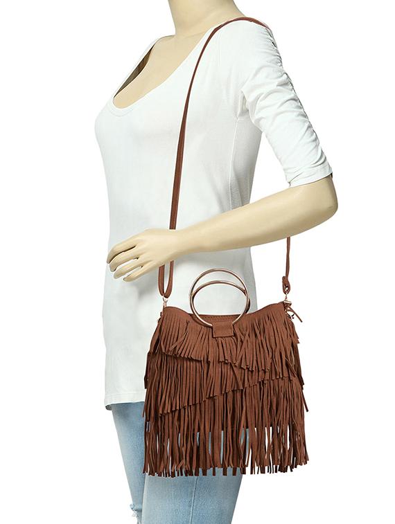 brown leatherette regular sling bag - 15021657 - Standard Image - 4