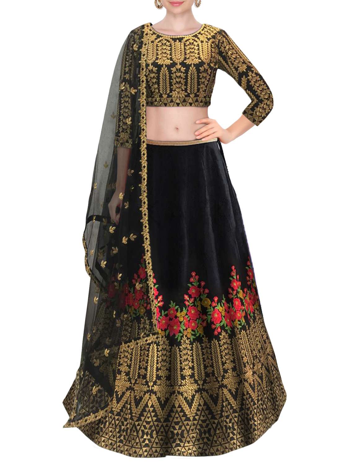 embroidered flared lehenga
