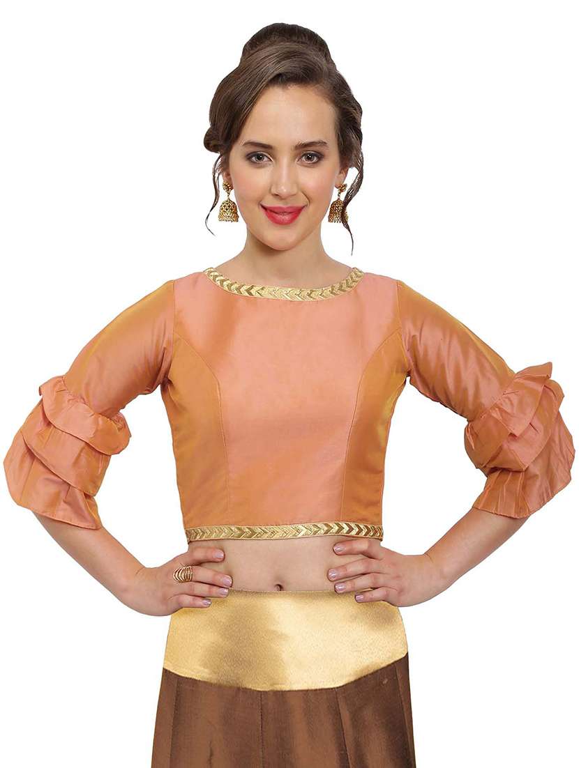 gold solid stitched blouse