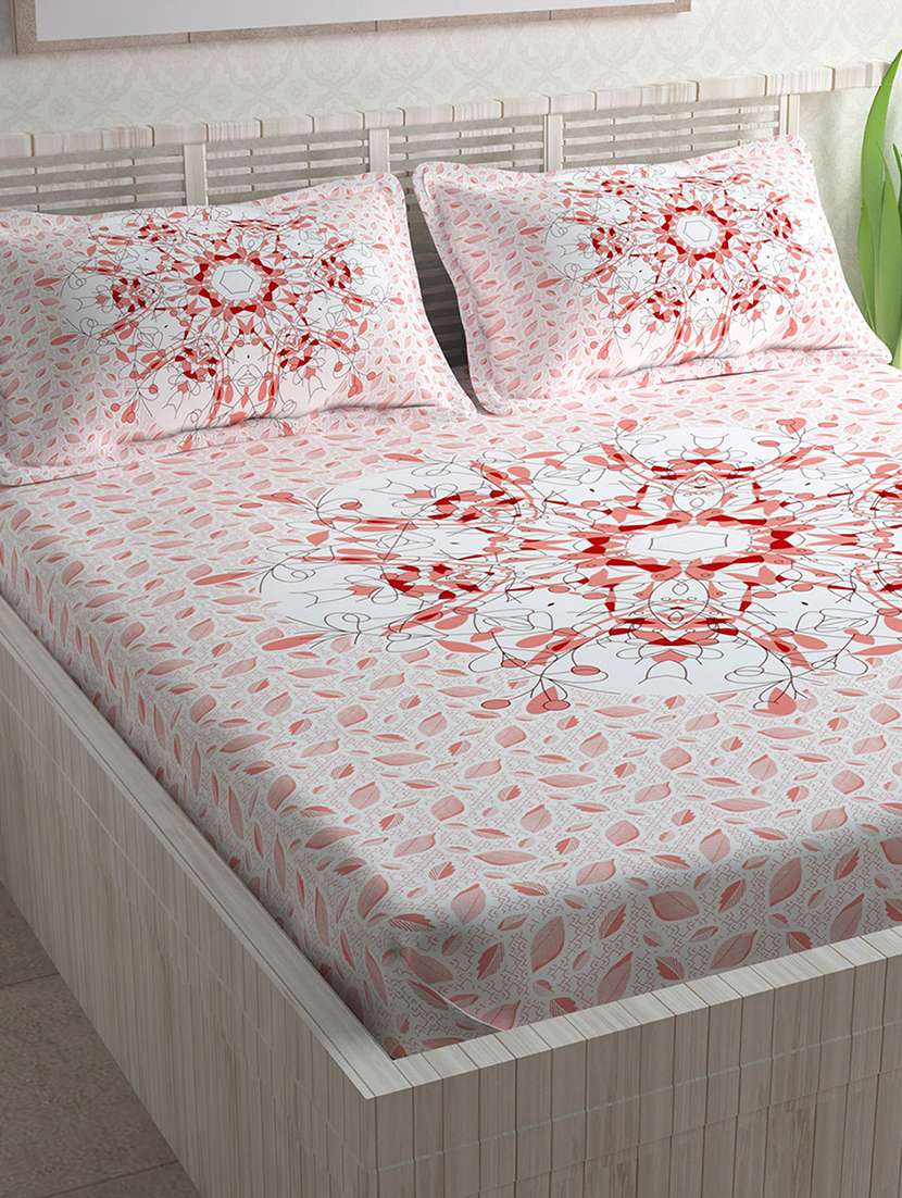 100% cotton floral print double bedsheet with 2 pillow covers
