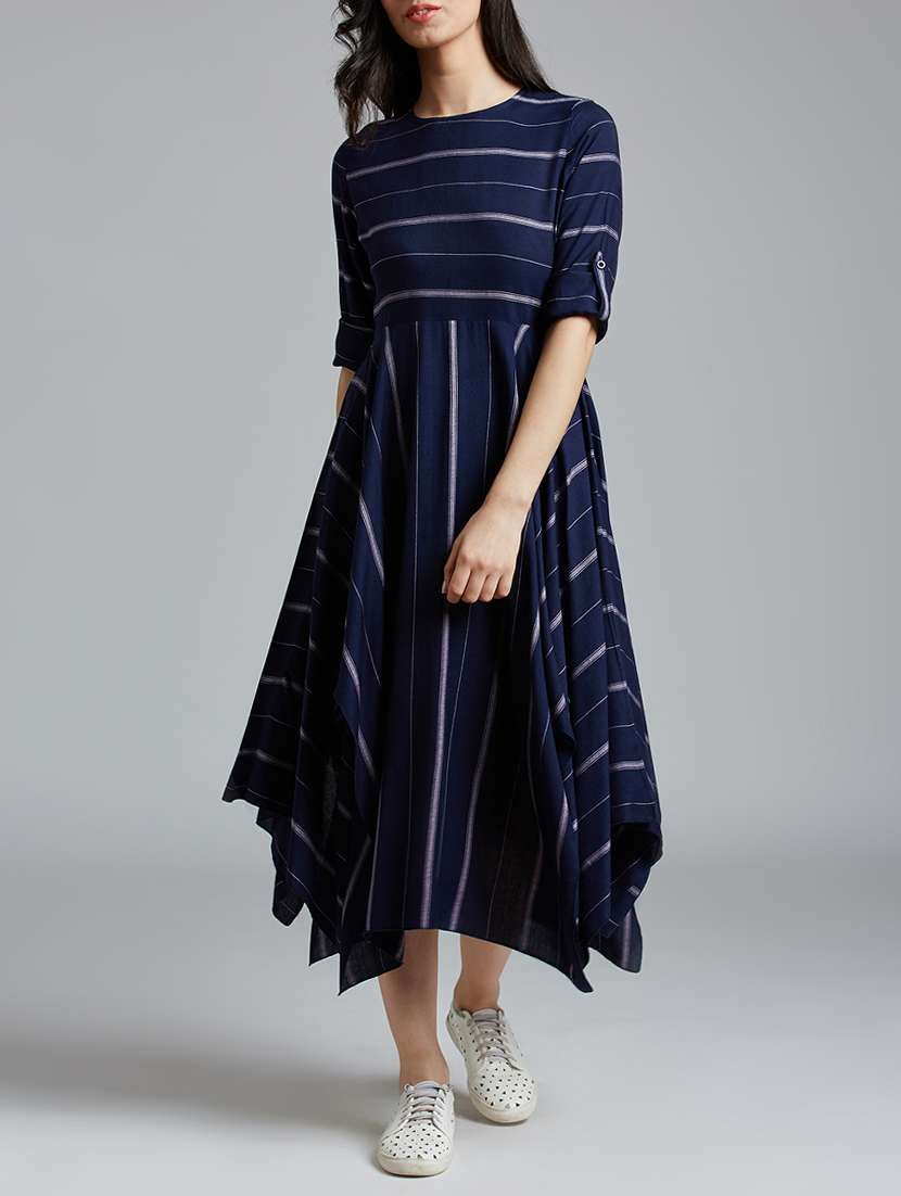 women's asymmetric striped dress