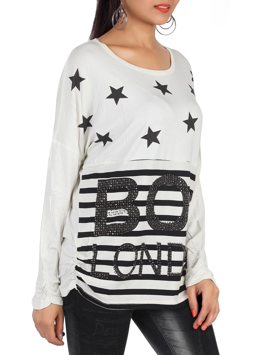 women's striped round neck t-shirt - 15032135 - Standard Image - 1