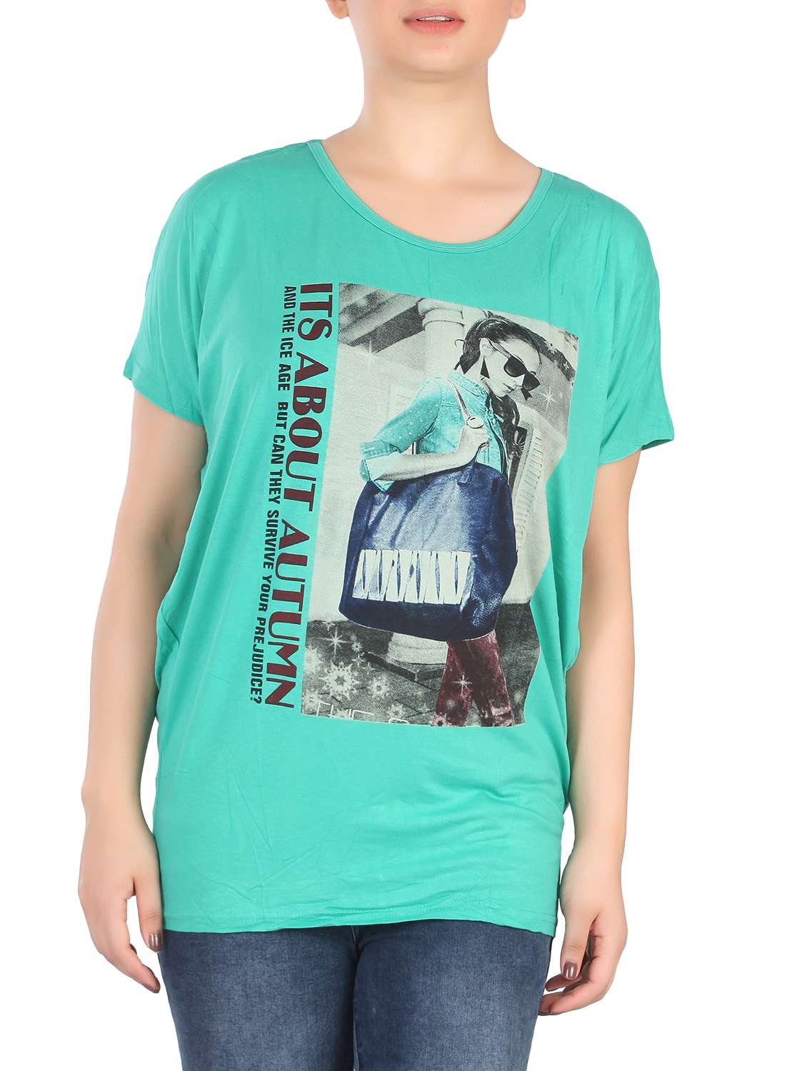women's front print round neck t-shirt