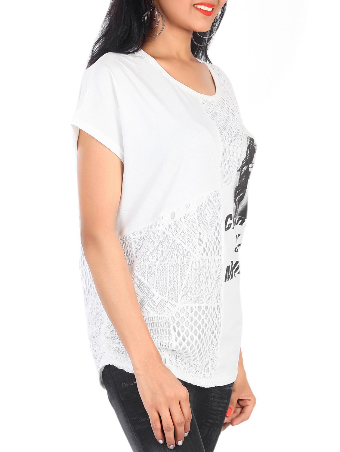 women's front print round neck t-shirt - 15032164 - Standard Image - 1