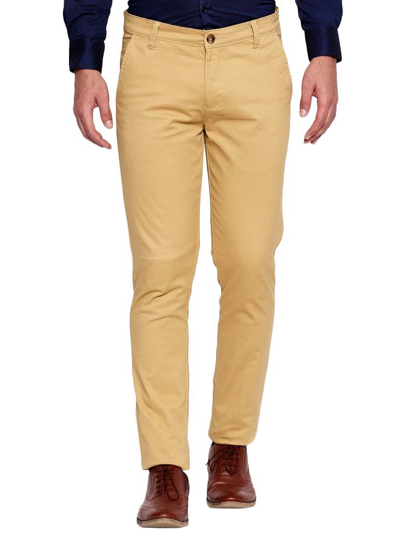 beige cotton flat front formal trouser