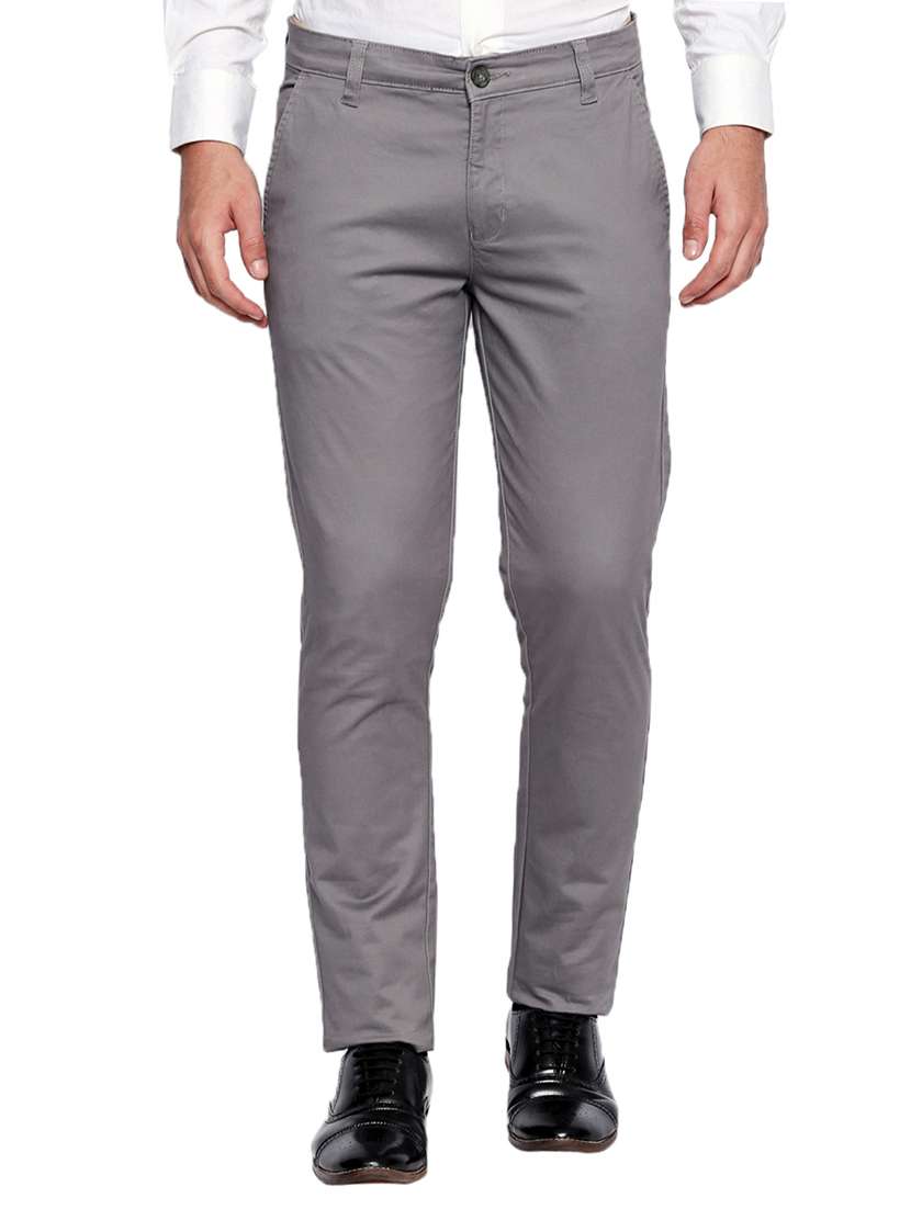 grey cotton flat front formal trouser