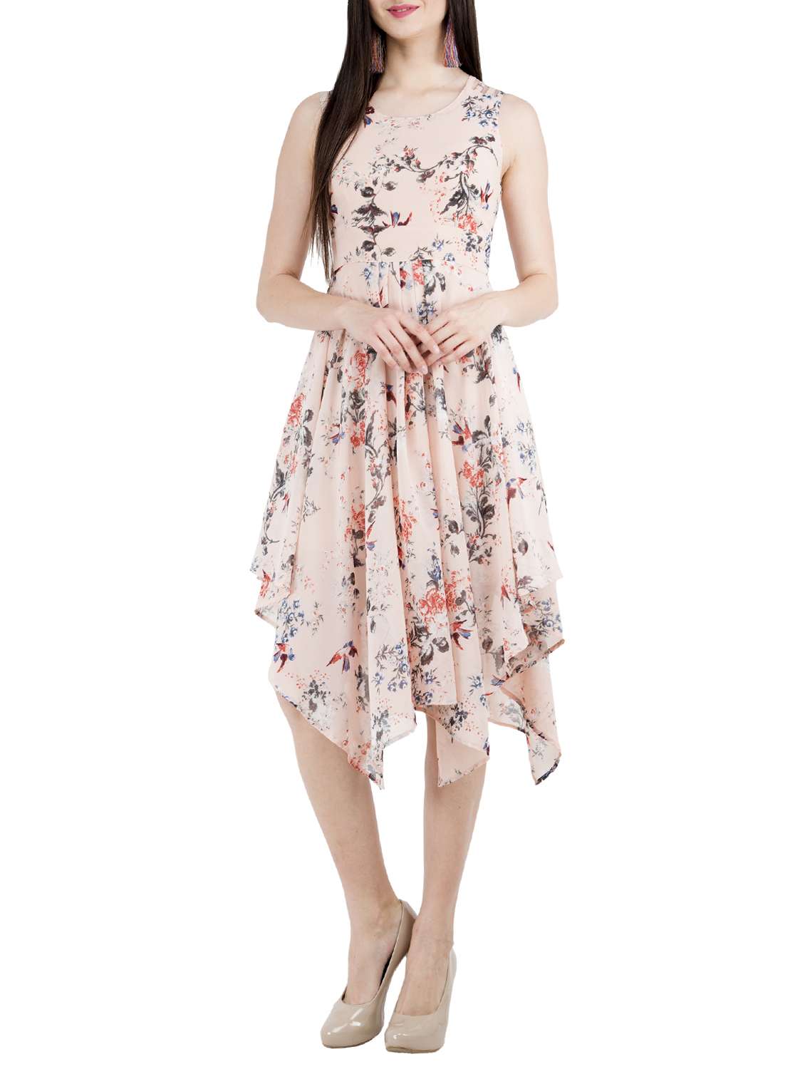 women's asymmetric floral dress