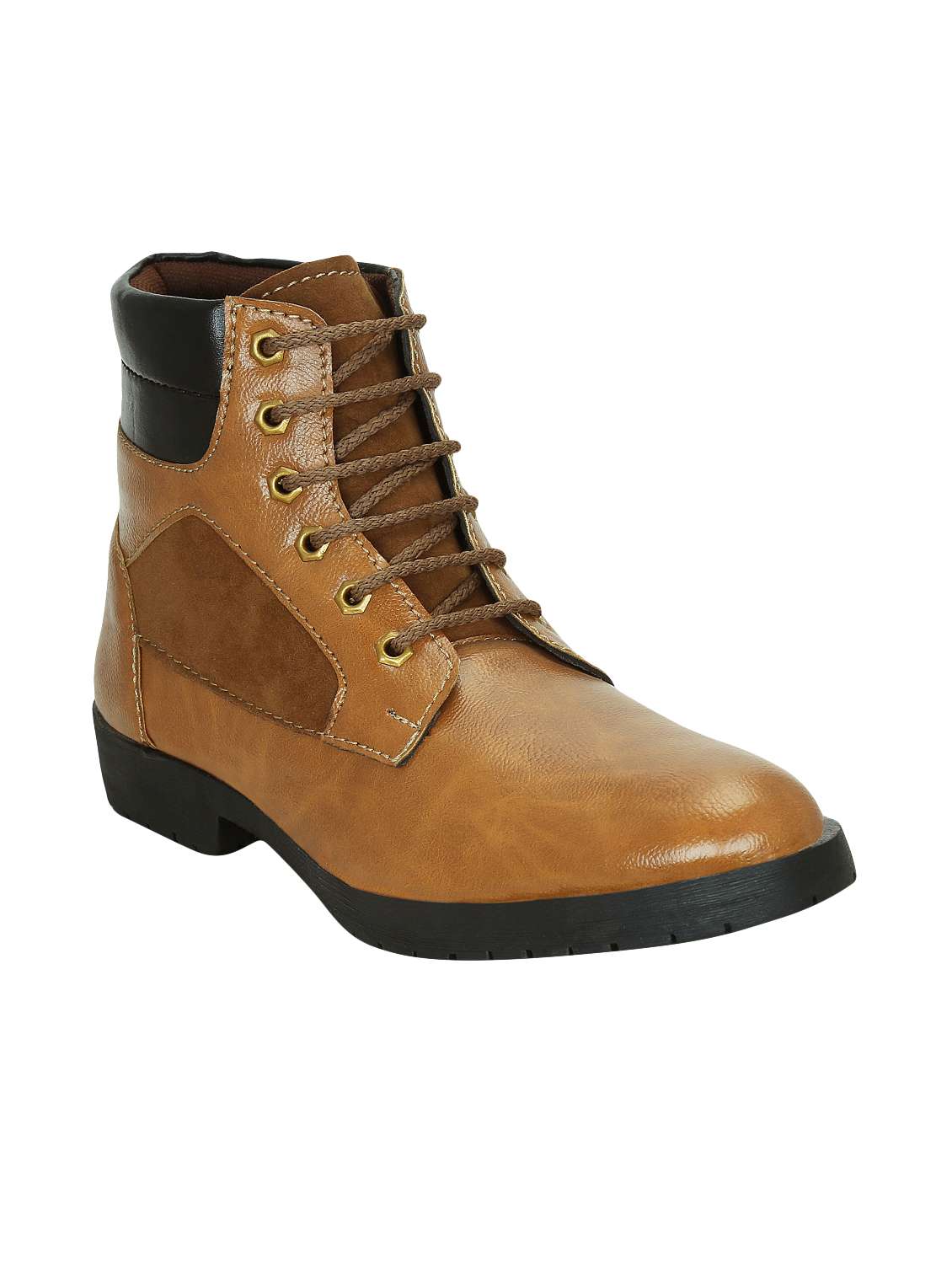 tan synthetic high ankle boots