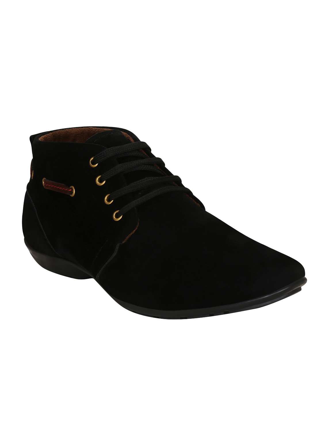 black synthetic low ankle boots