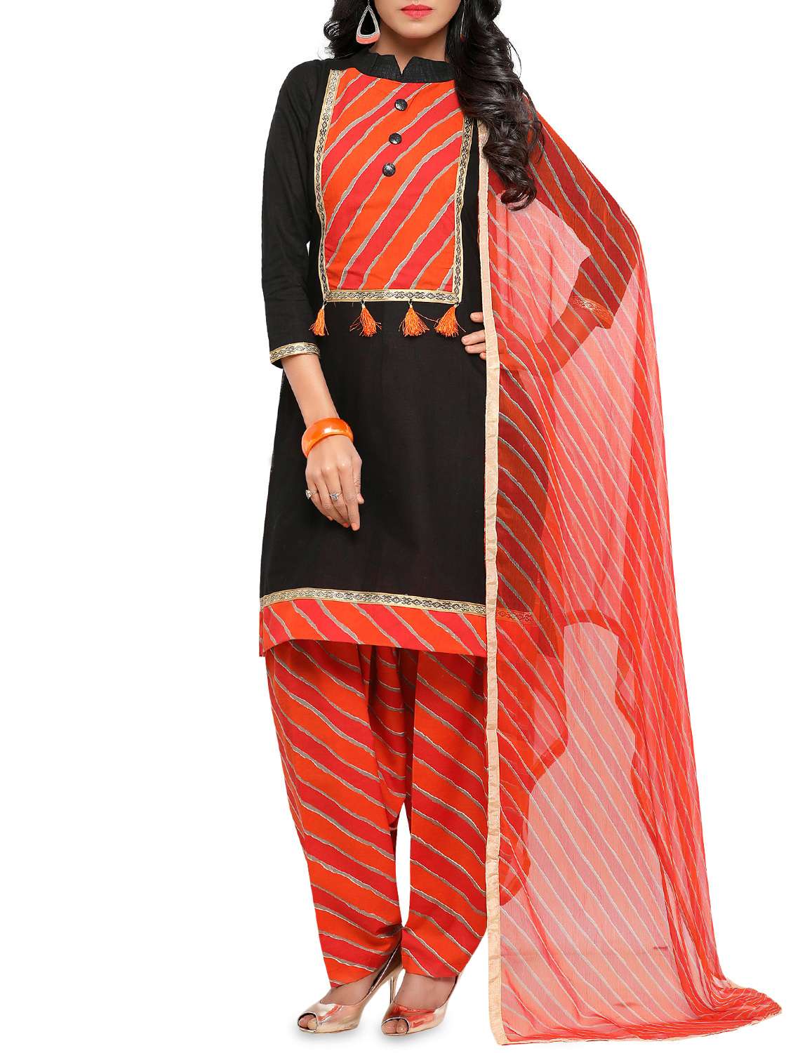 black cotton unstitched suit