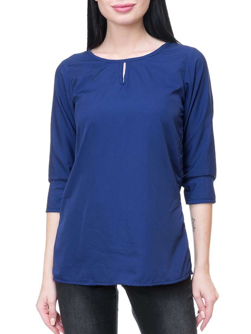 women's straight key hole neck top