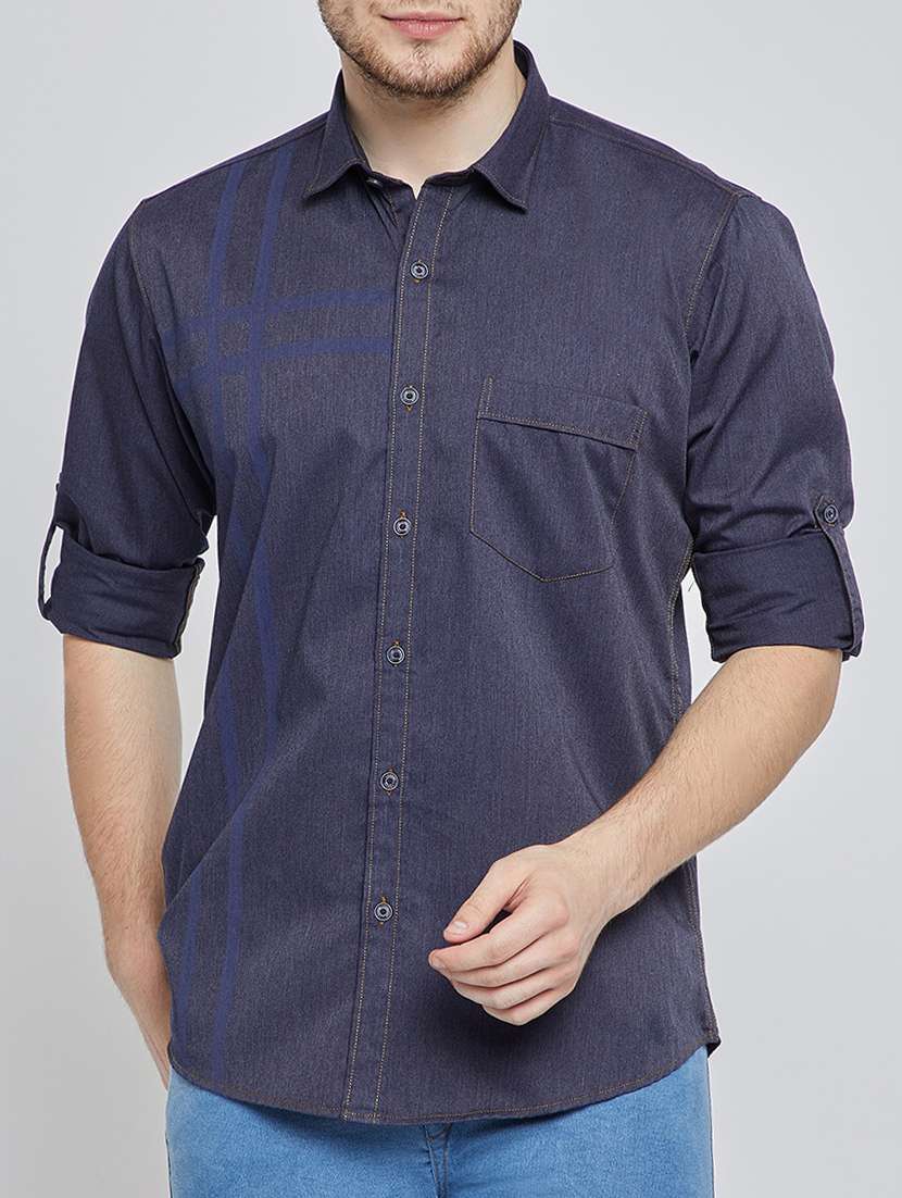 dark blue denim casual shirt
