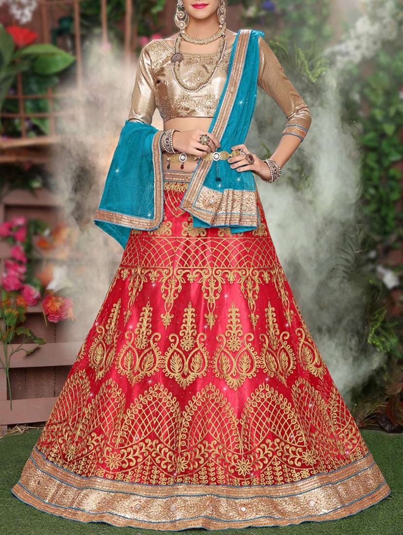 red net aline lehenga
