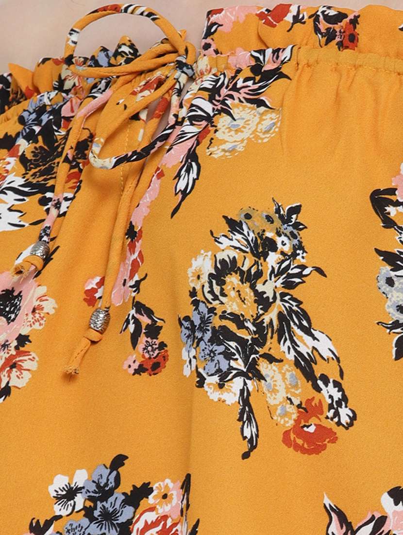 yellow printed off shoulder top - 15041414 -  Standard Image - 4