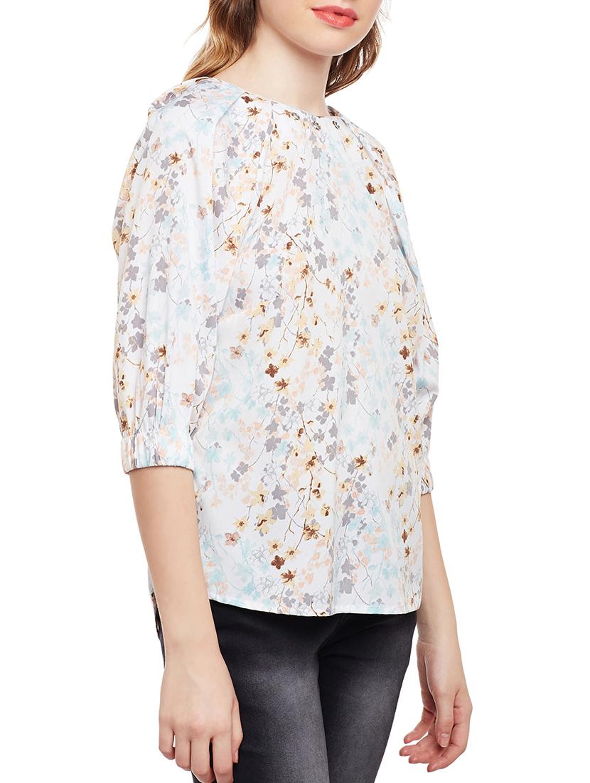 round neck floral asymmetric top - 15042627 -  Standard Image - 1