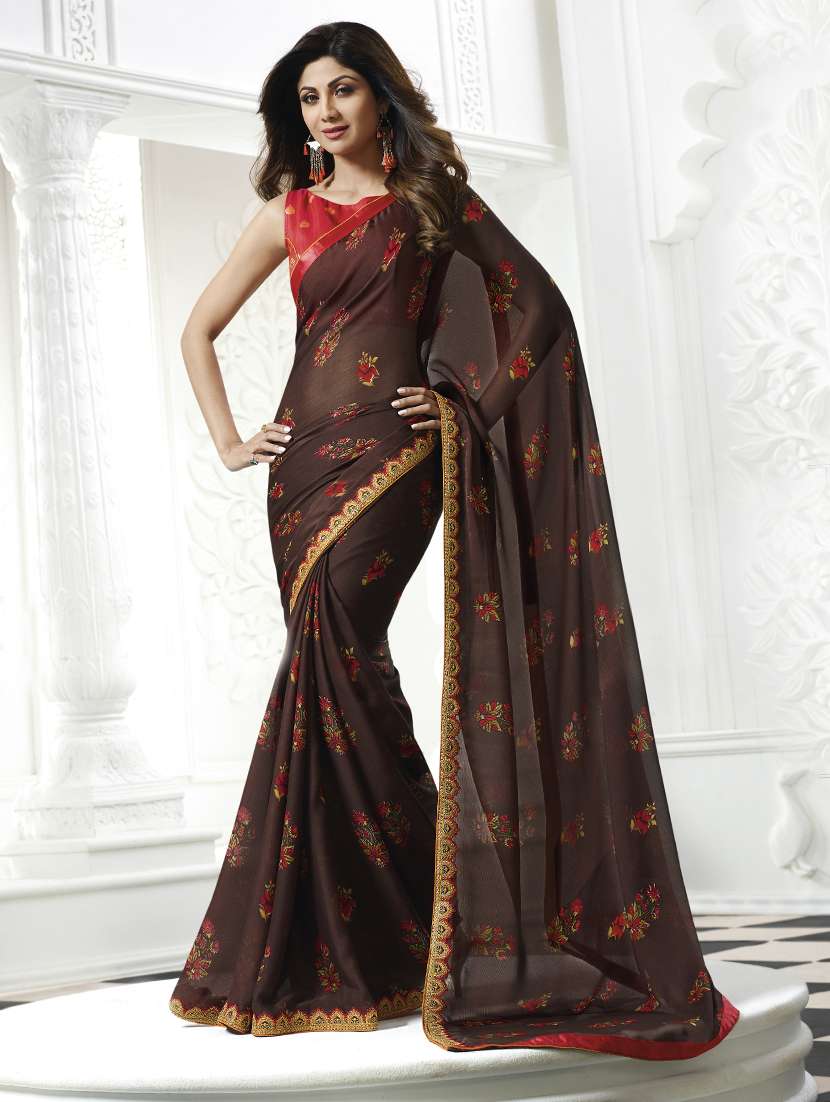 floral printed saree with blouse