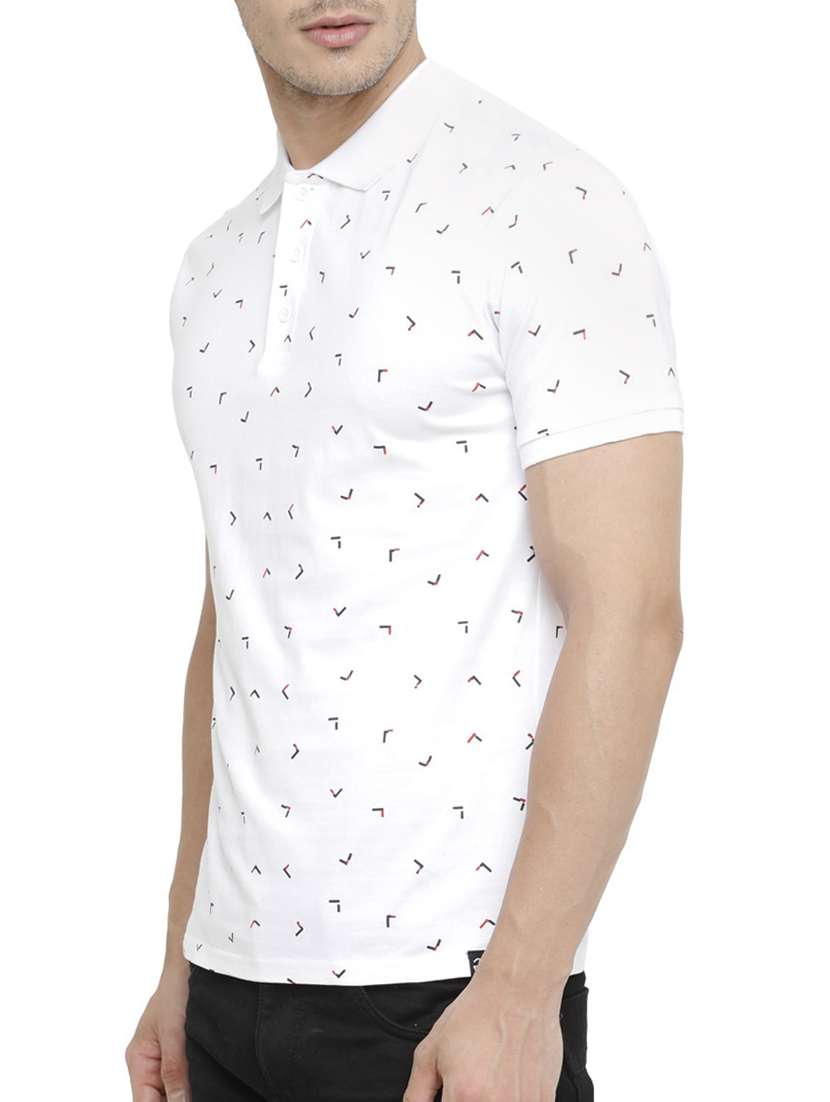 white all over print polo t-shirt - 15046635 -  Standard Image - 1
