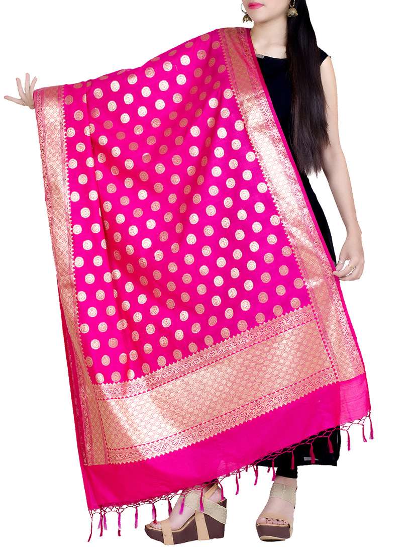 pink silk blend dupatta