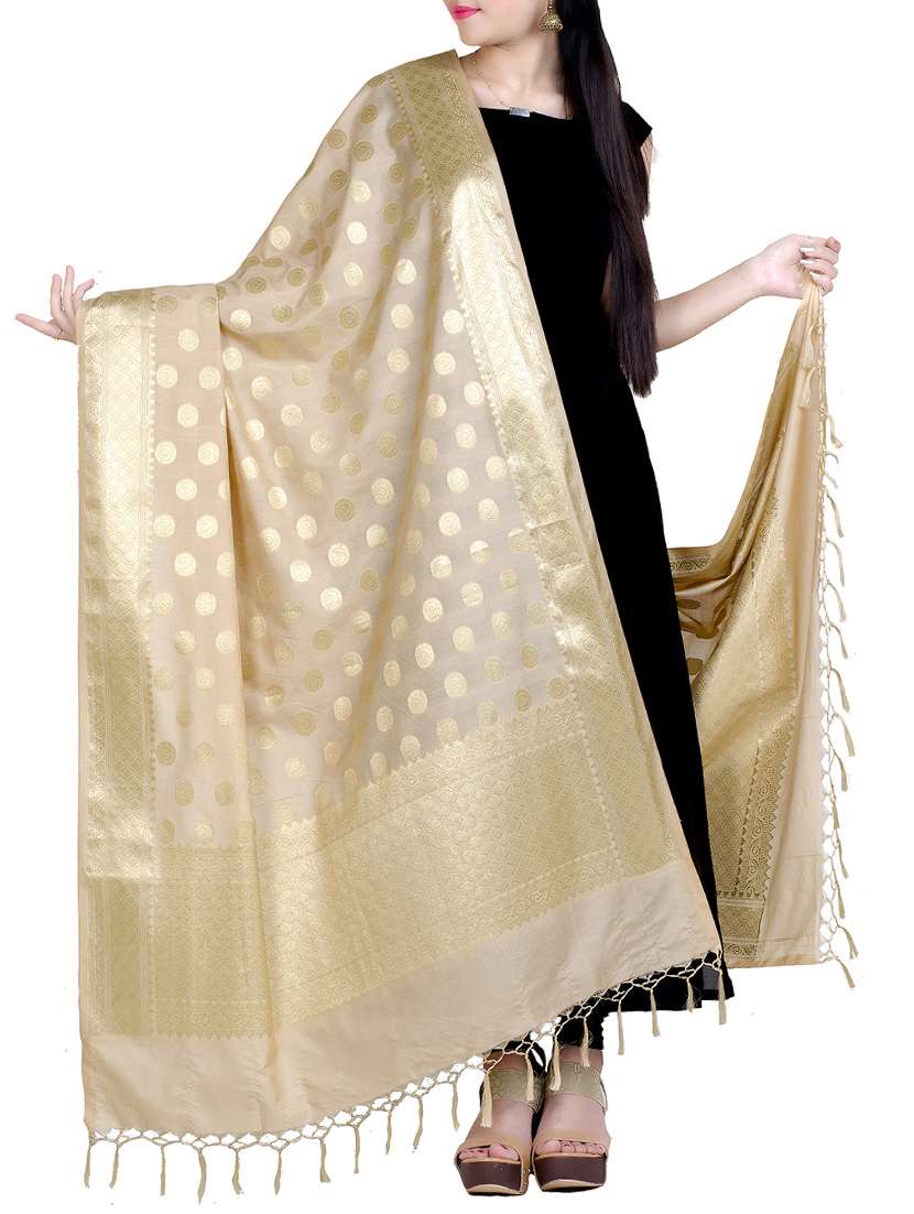 beige silk blend dupatta