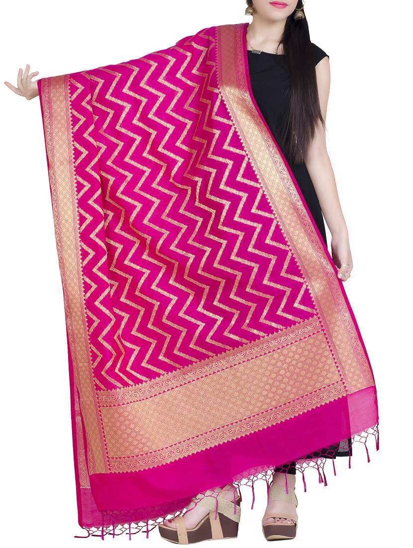pink silk blend dupatta