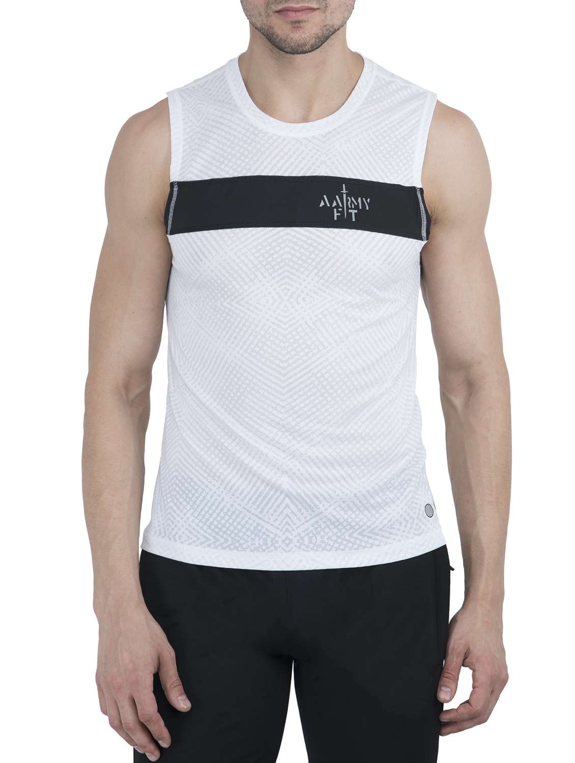 white polyester all over print t-shirt
