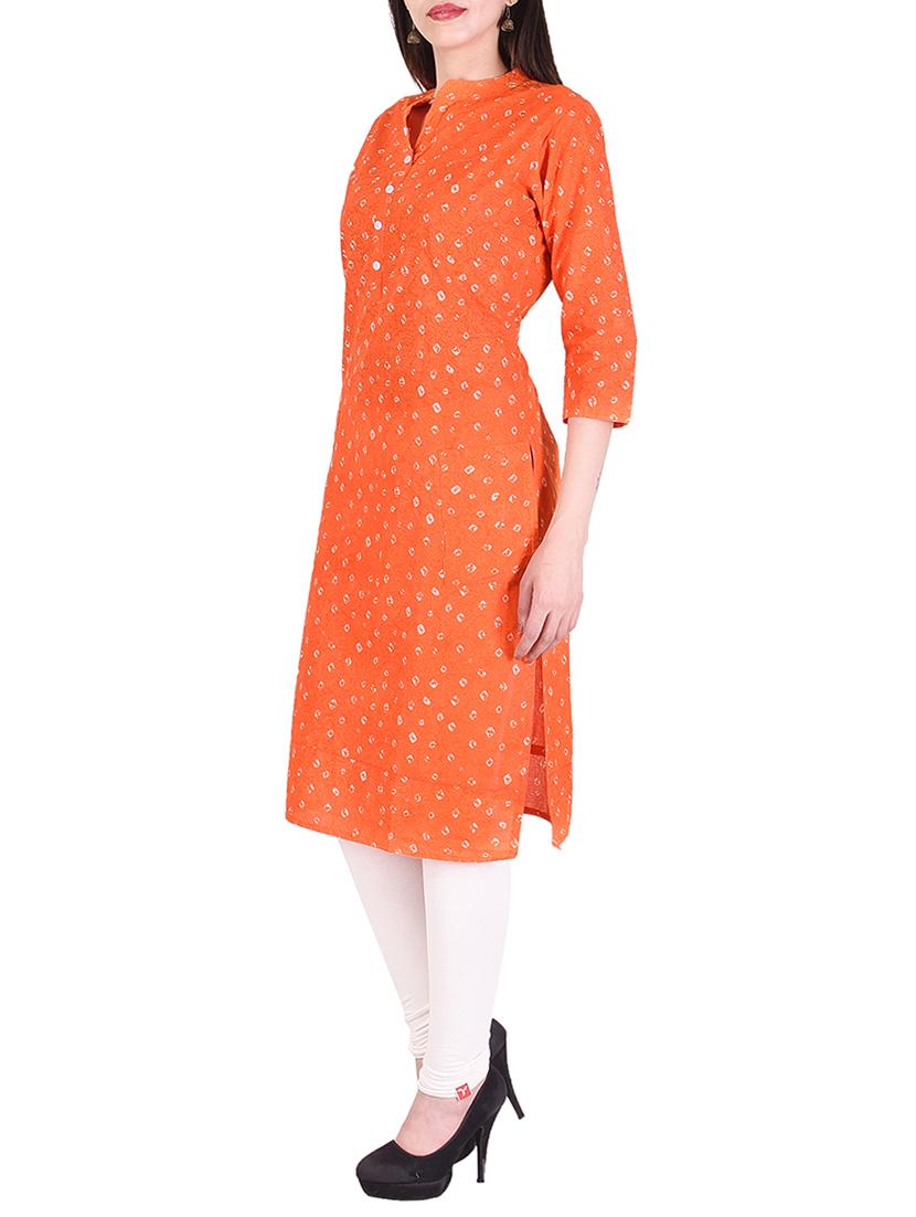 orange cotton straight kurta - 15048403 -  Standard Image - 1