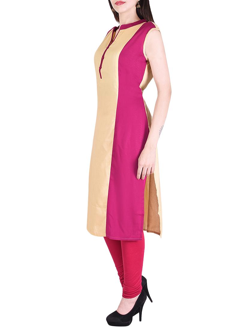 pink rayon straight kurta - 15048409 -  Standard Image - 1