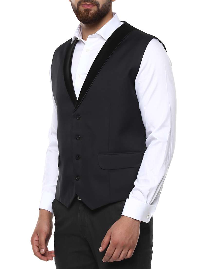 black cotton waist coat - 15048764 -  Standard Image - 1