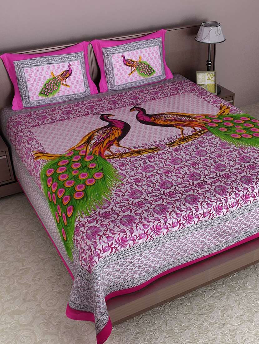 cotton double bedsheet with 2 pillow covers