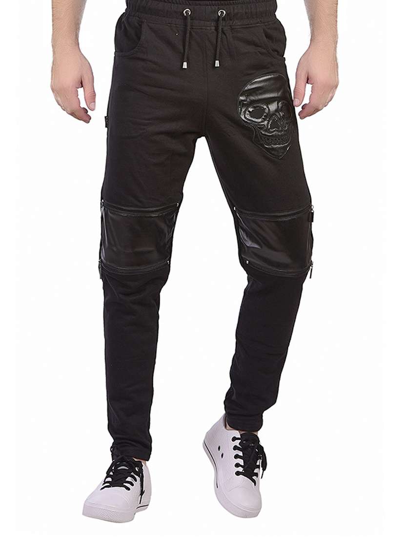 black cotton  full length track pant