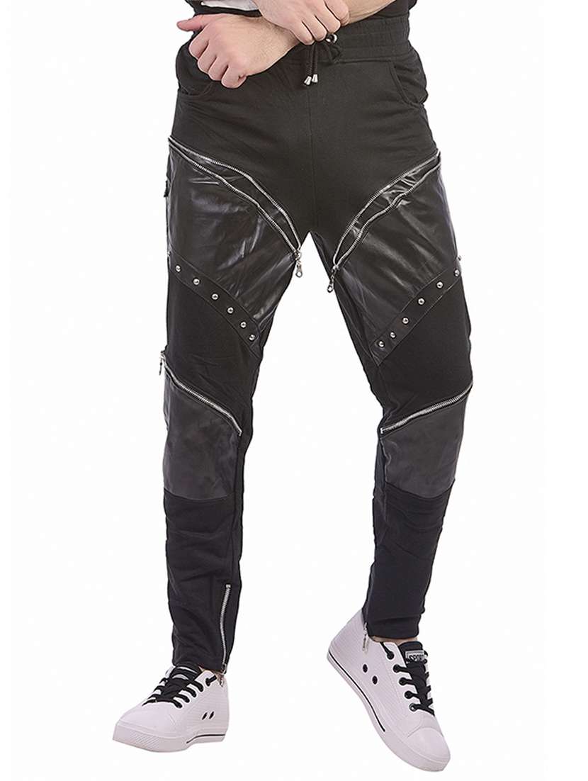 black cotton  full length track pant