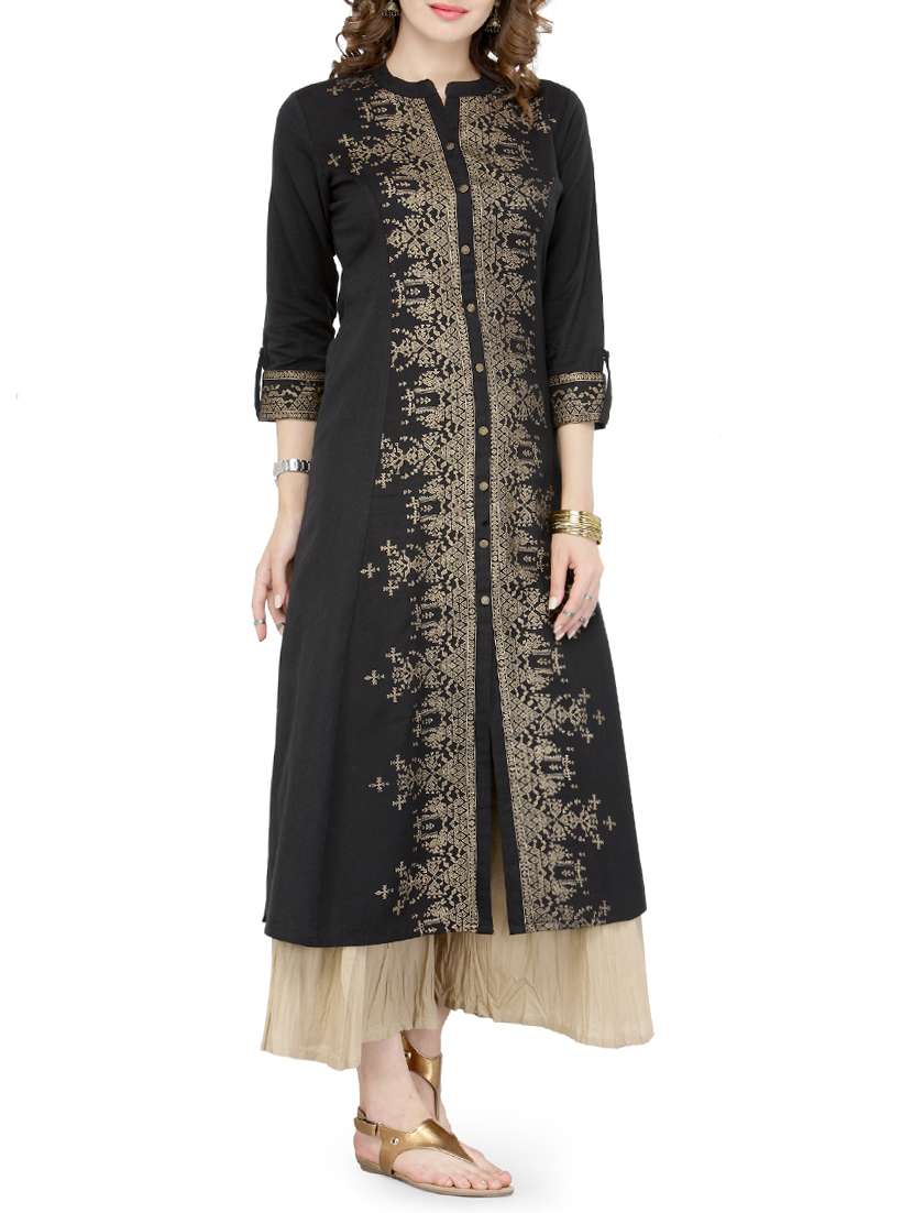 foil print kurta palazzo set - 15051604 -  Standard Image - 1