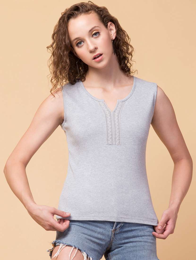 women's straight notch neck top