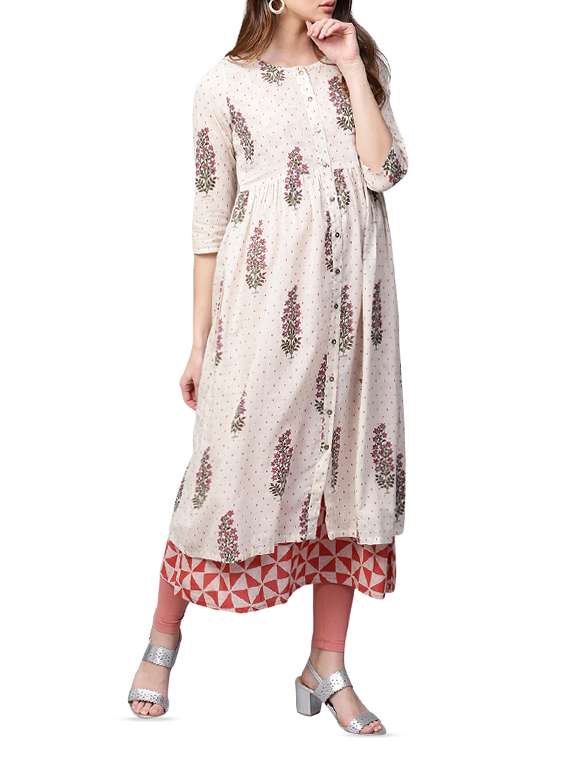 white cotton layered kurta