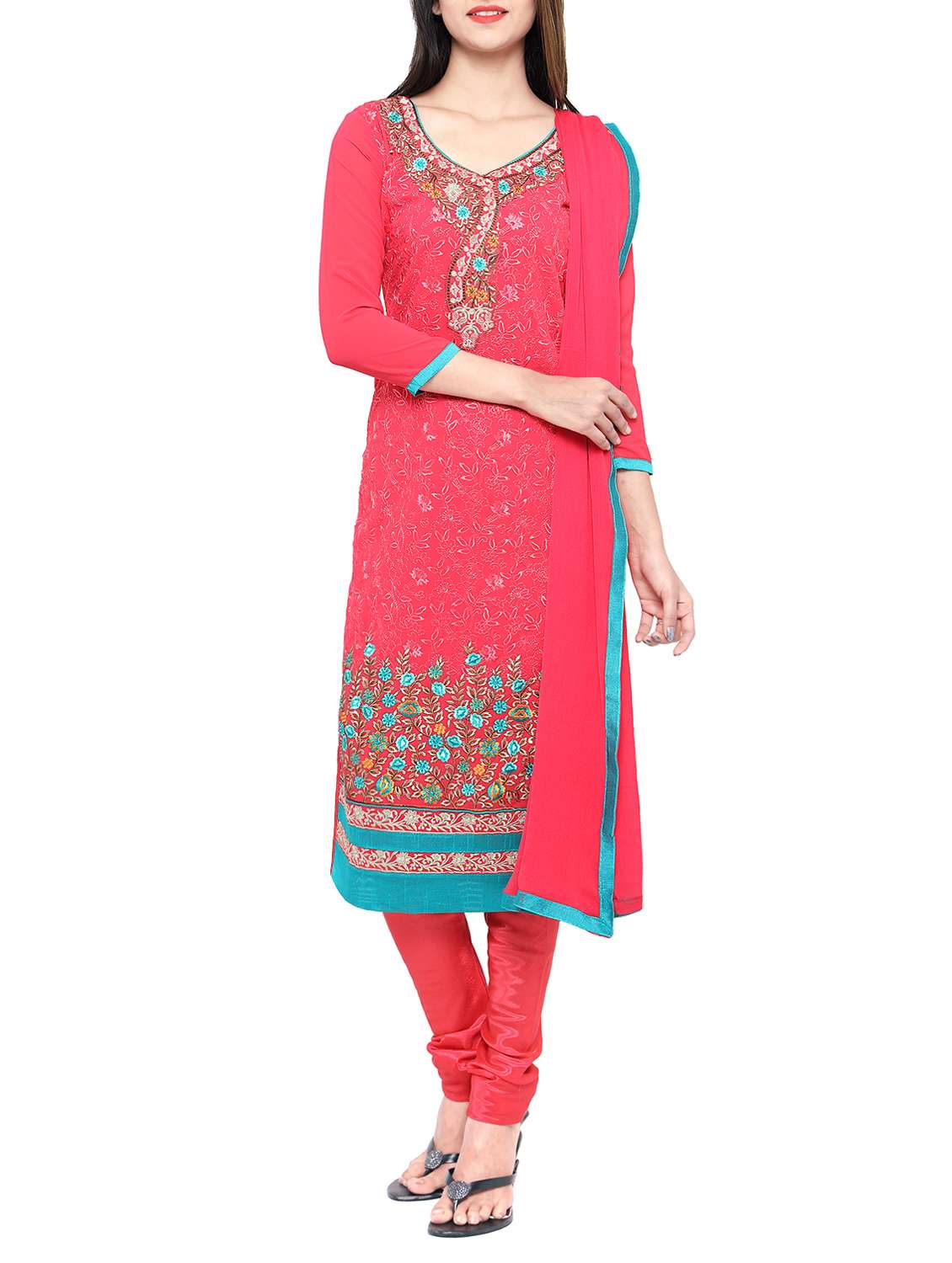 embroidered churidaar suits unstitched suit