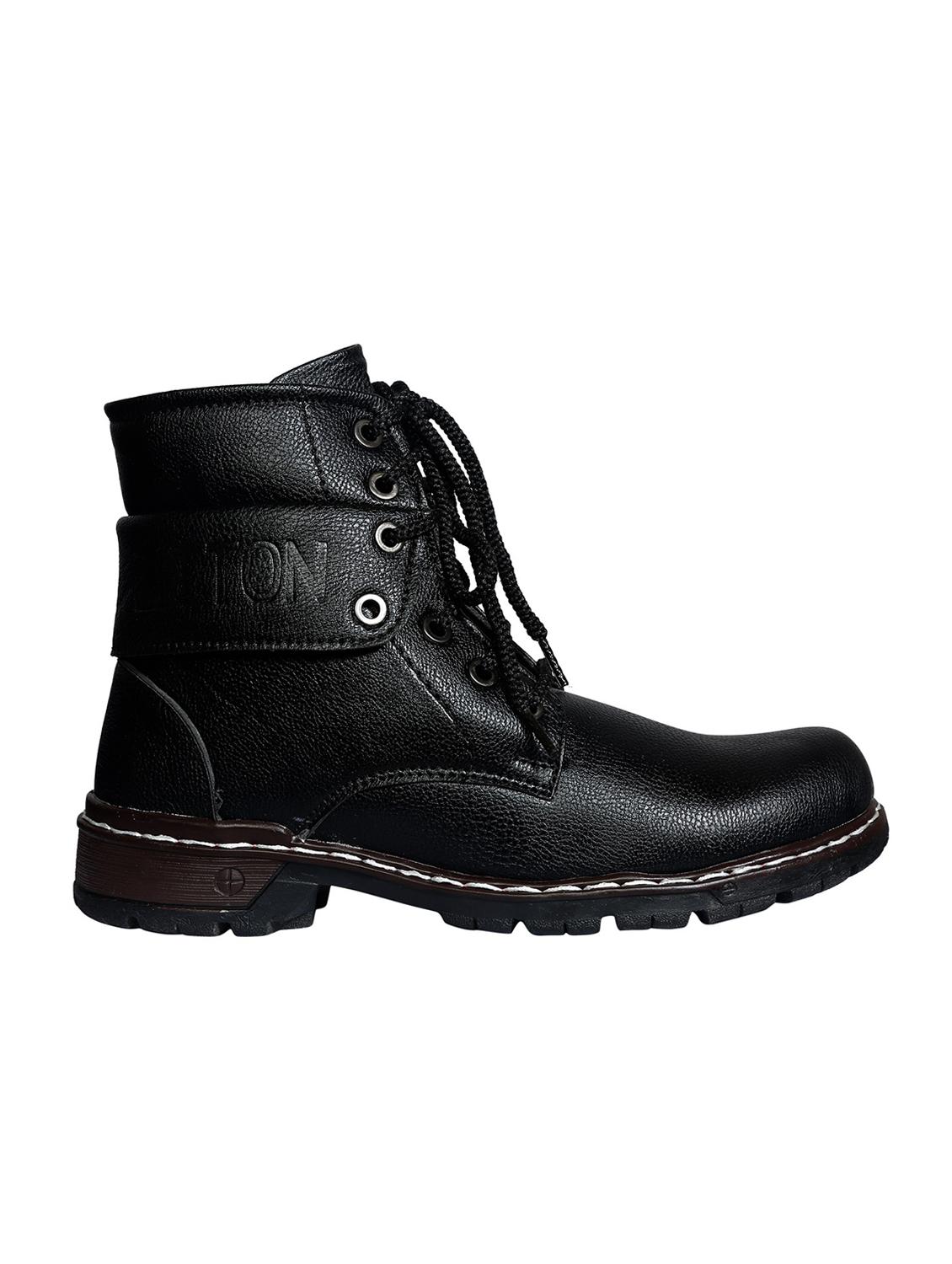 black leatherette high ankle boot - 15054457 - Standard Image - 1