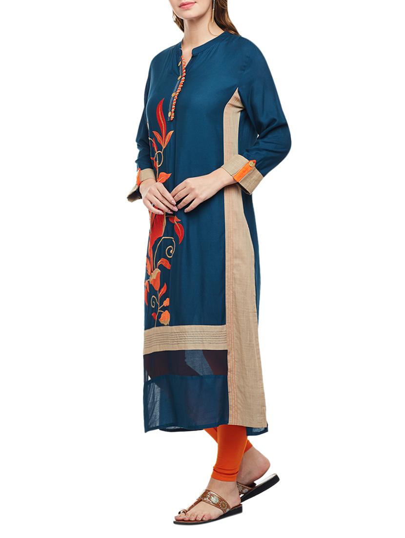straight embroidered kurta - 15056042 - Standard Image - 1