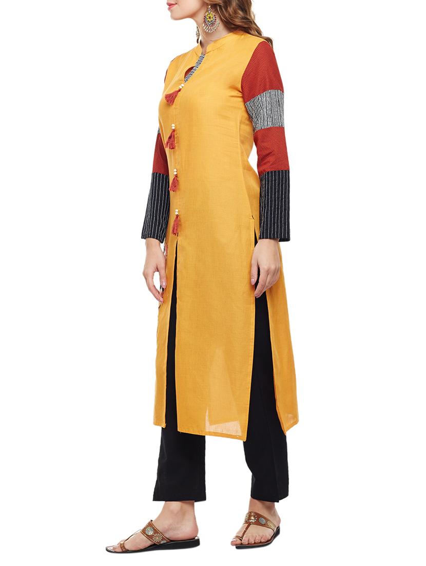 straight kurta with tassels - 15056044 - Standard Image - 1