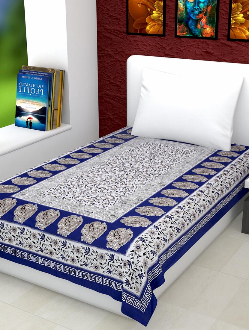 jaipuri print cotton single bedsheet with 1 pillow cover - 15056402 -  Standard Image - 1