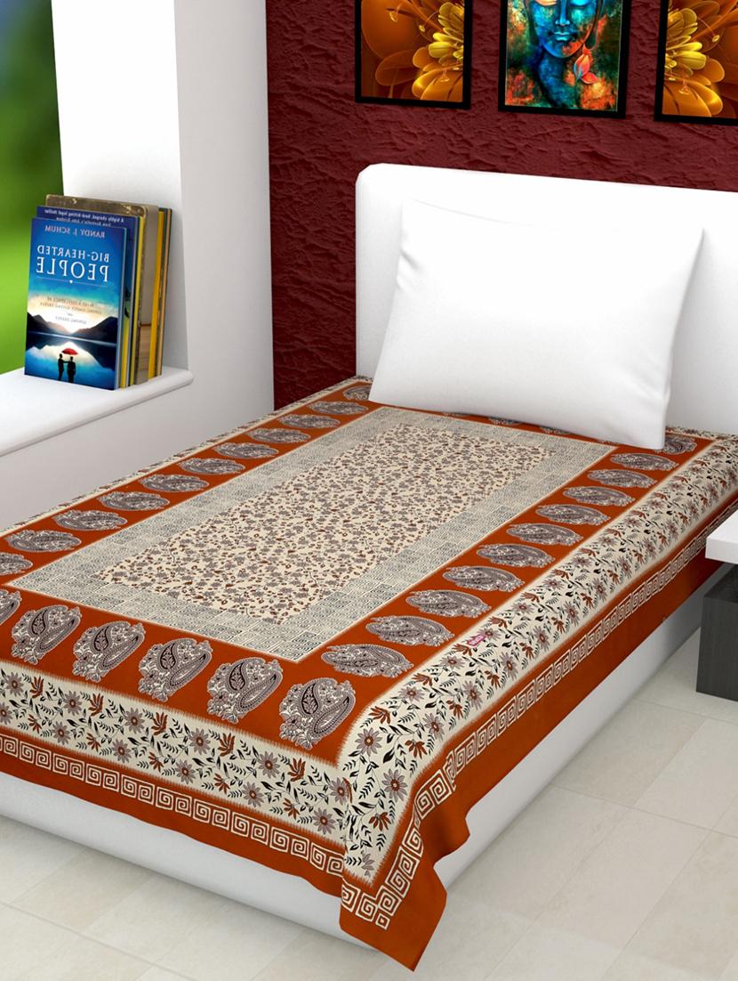 jaipuri print cotton single bedsheet with 1 pillow cover - 15056403 -  Standard Image - 1
