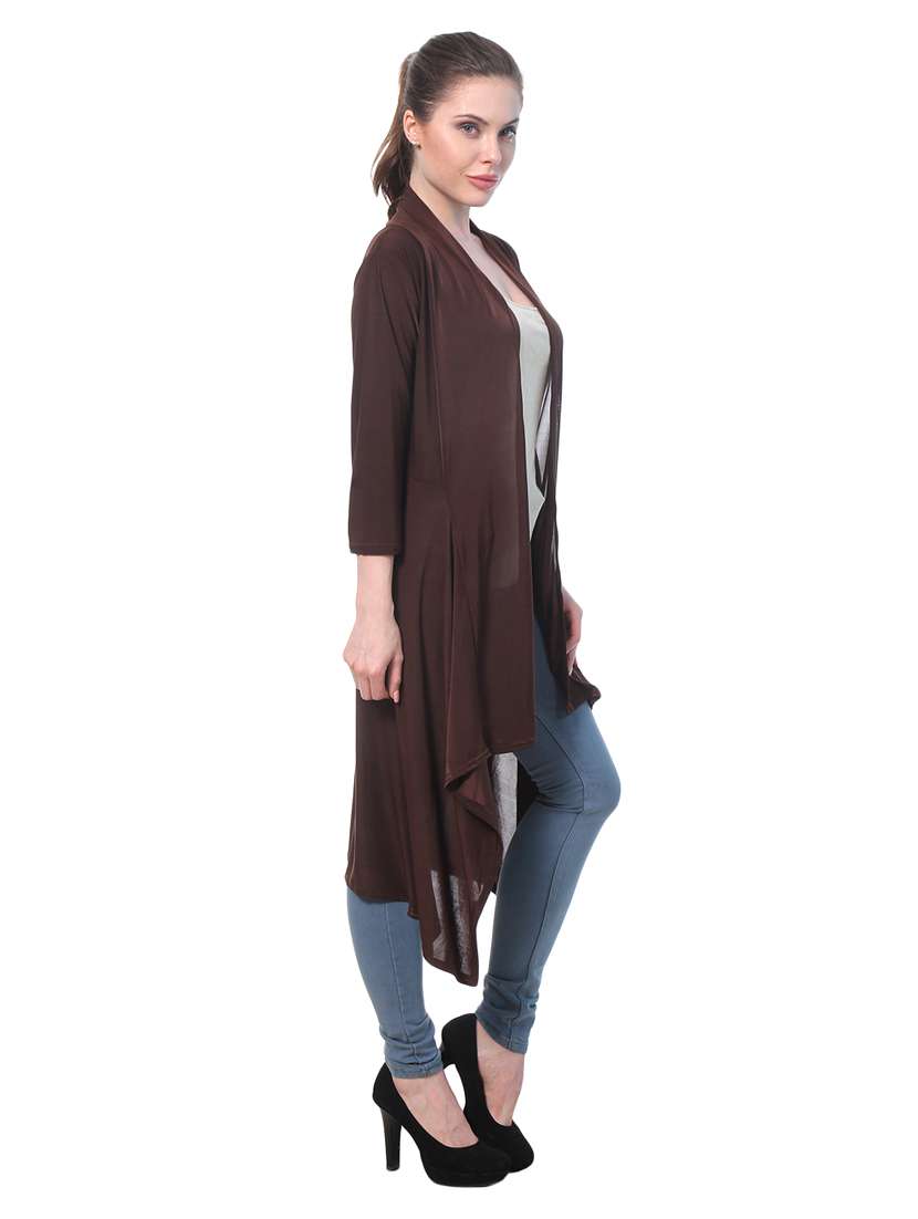 brown hosiery asymmetric shrug - 15059254 -  Standard Image - 1