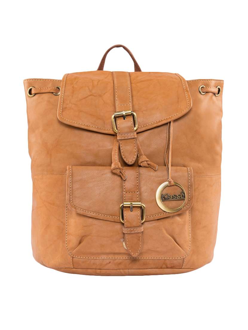 brown leather fashion backpack