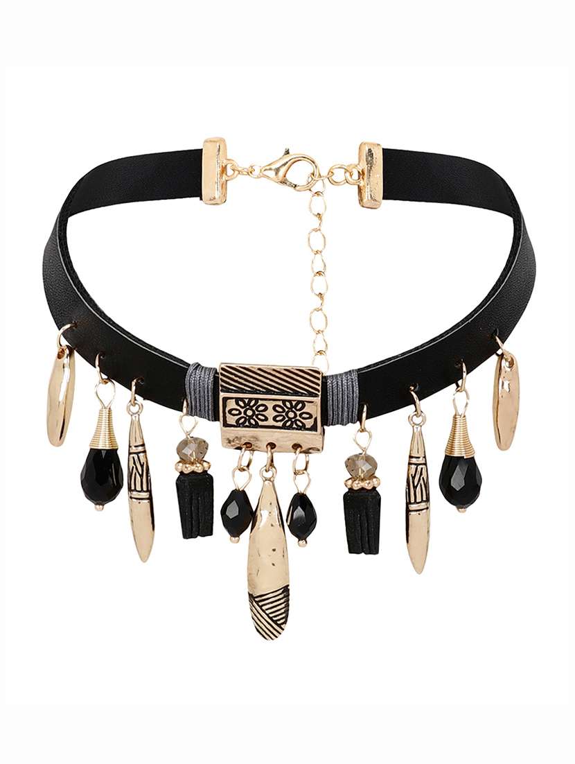 black wool choker necklace