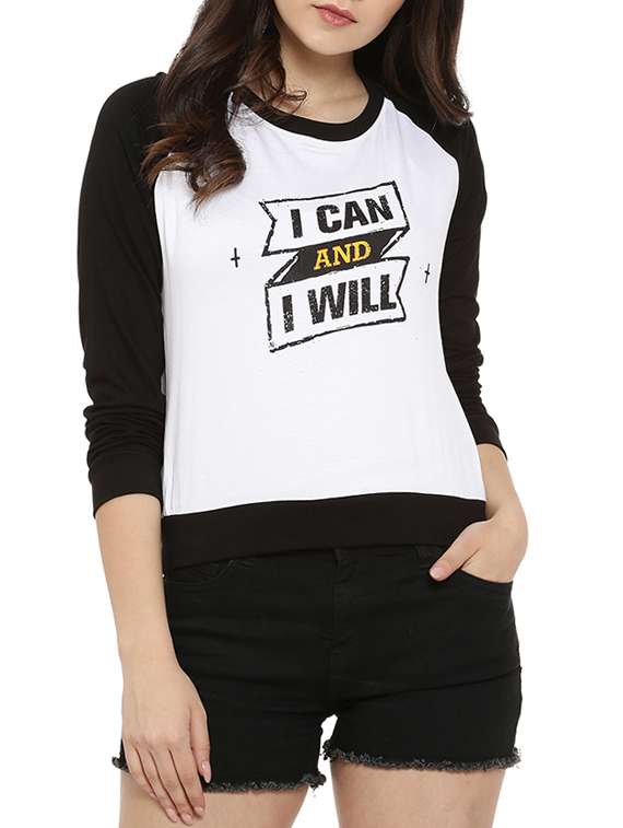 women's chest print round neck t-shirt