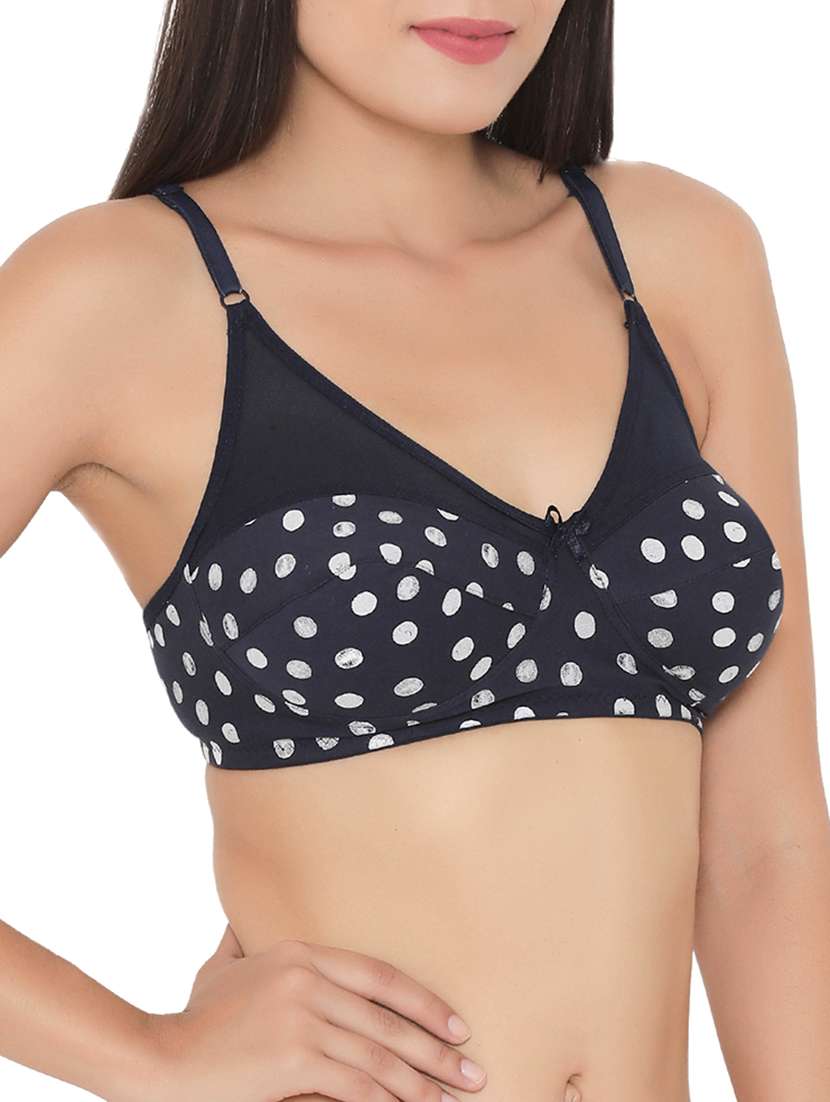 navy blue cotton blend bra - 15061306 - Standard Image - 1