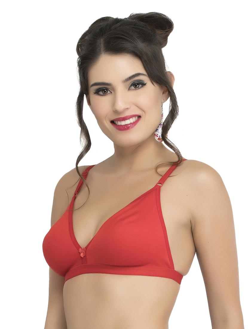 red hosery plunge bra - 15063437 - Standard Image - 1