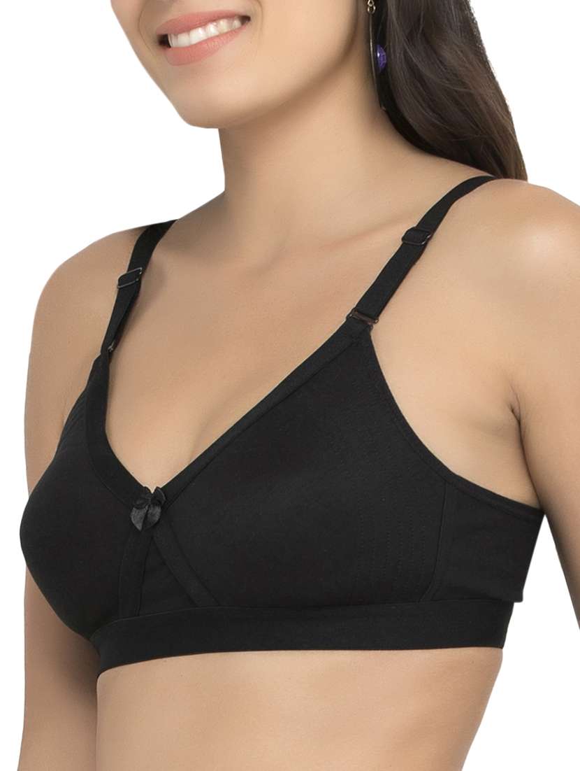 solid black cotton bra - 15063449 -  Standard Image - 1