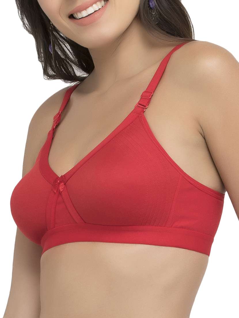 solid red cotton bra - 15063453 - Standard Image - 1
